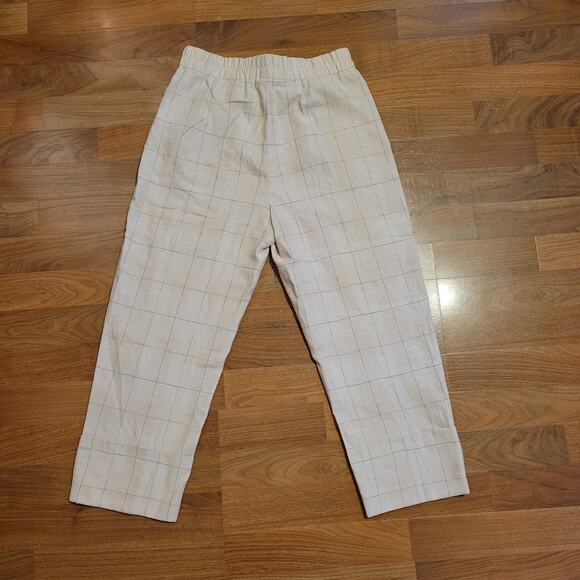 Zara Beige Black Square Patterned Womans Medium Business Casual Pants - Picture 5 of 6